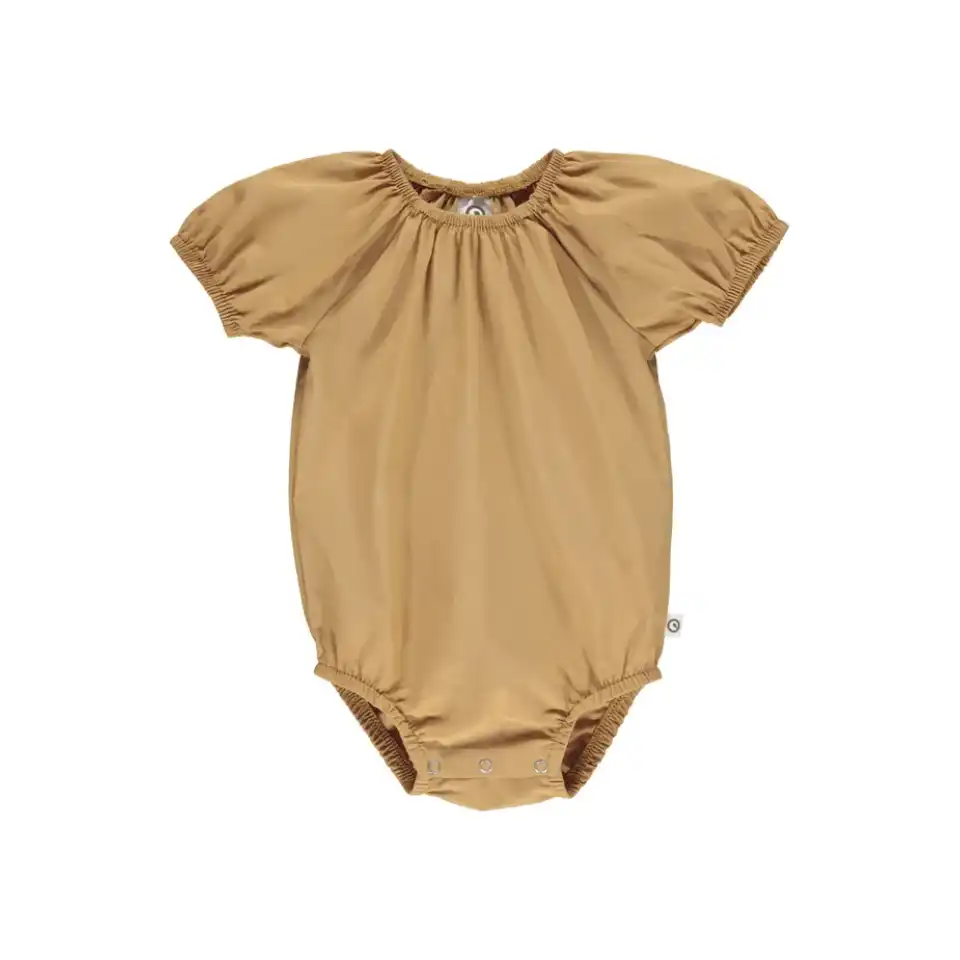 Body poplin cu mânecă scurtă cinnamon