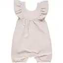 Salopetă scurtă roz cu volănașe