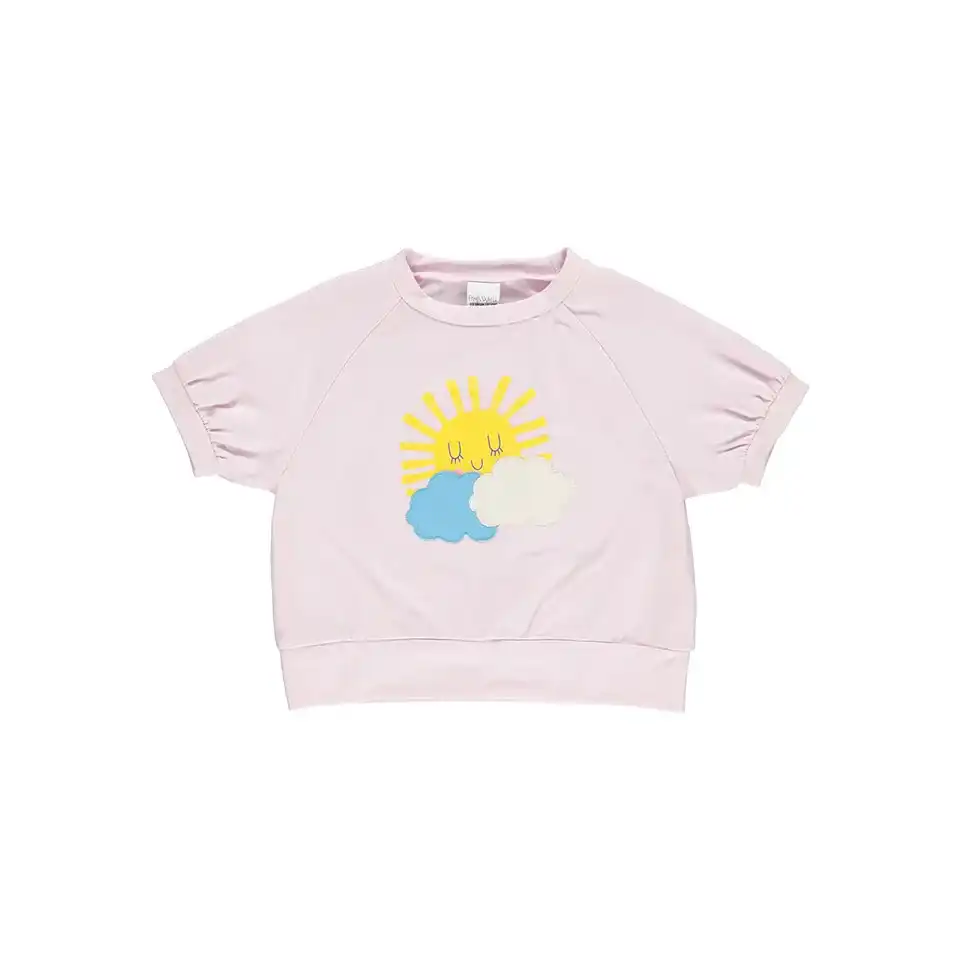Tricou roz cu imprimeu soare