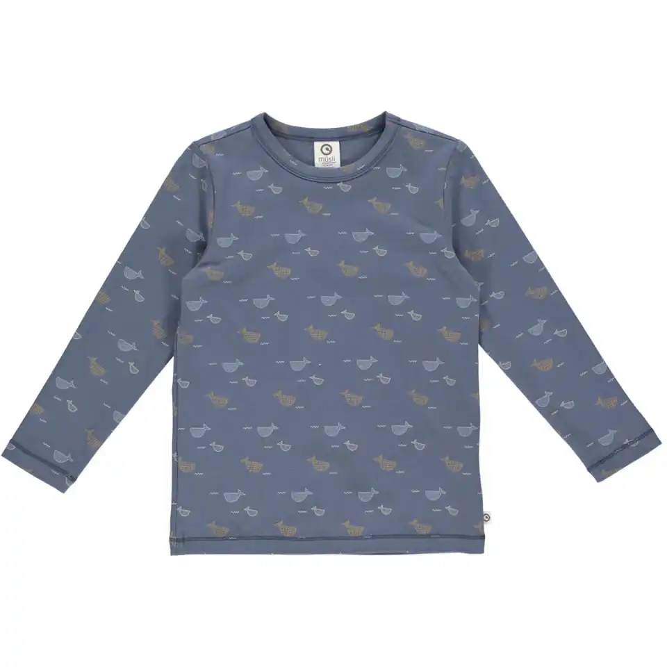 Bluză albastră cu imprimeu balene pentru copii