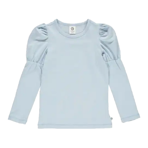 Bluză bleu cu mâneci bufante pentru fete