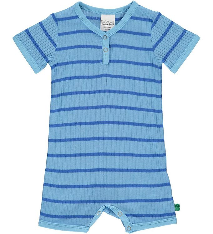 Salopetă scurtă bleu cu dungi albastre