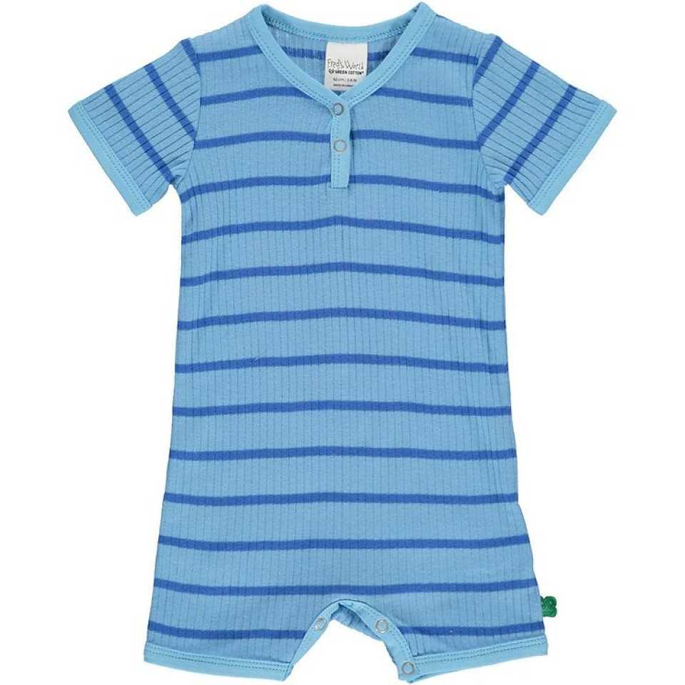 Salopetă scurtă bleu cu dungi albastre