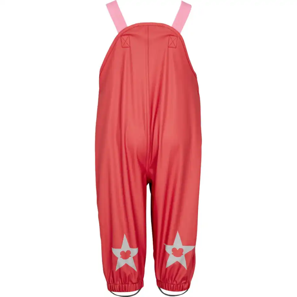 Pantaloni tip salopetă de ploaie și vânt cranberry pentru copii