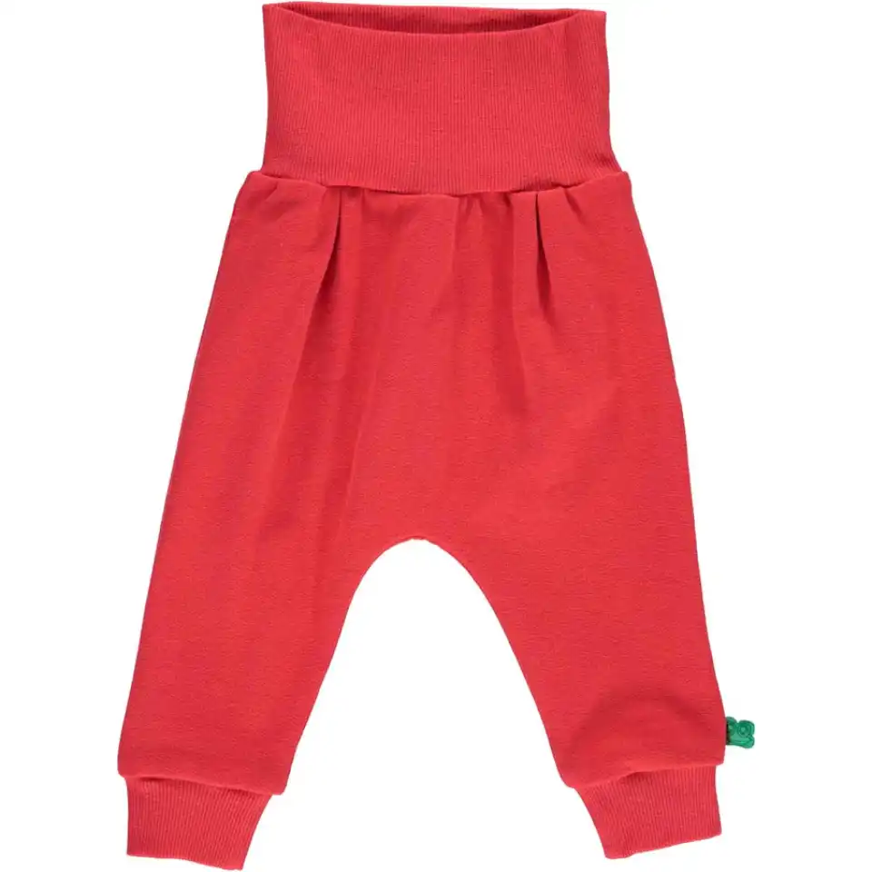 Pantaloni roșii groși cu aplicație ciupercuță