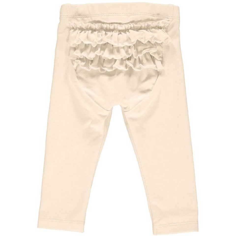 Pantaloni Cozy me crem, cu volane pentru bebeluși