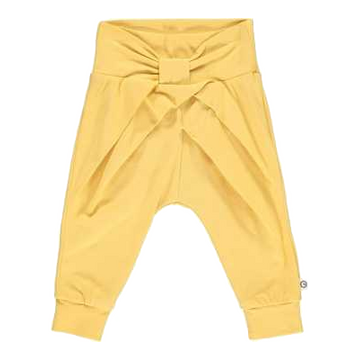 Pantaloni galbeni Cozy me cu fundiță pentru bebeluși