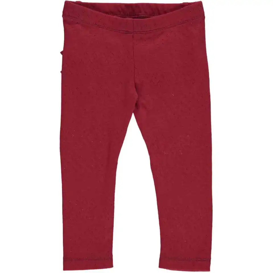 Pantaloni pointelle roșii, cu volănașe