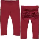 Pantaloni pointelle roșii, cu volănașe