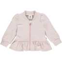 Jachetă roz cu peplum și fermoar pentru bebeluși