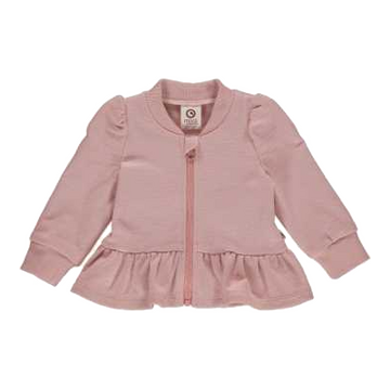 Jachetă rose wood cu peplum și fermoar pentru bebeluși