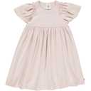 Rochie Pointelle roz pal cu mânecă scurtă