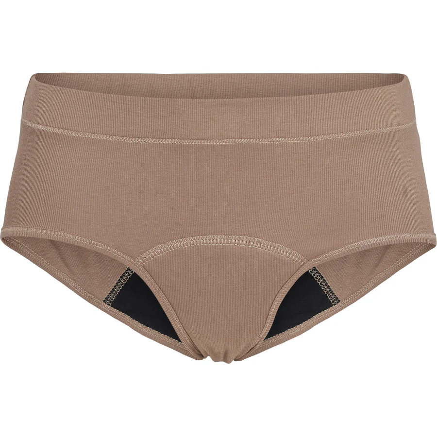 Chiloți menstruali tip hipster din bumbac organic, maro