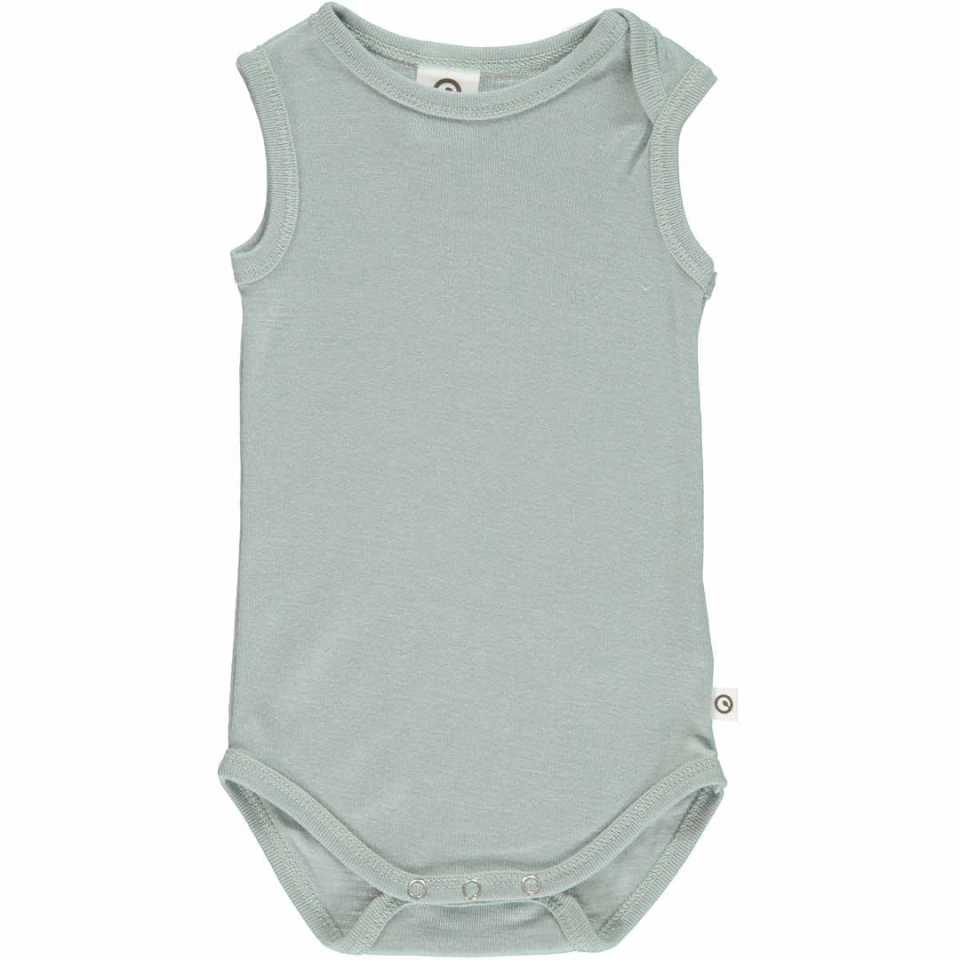 Body verde tip maiou din lână merinos și mătase