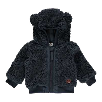 Jachetă bleumarin din fleece, cu urechiușe