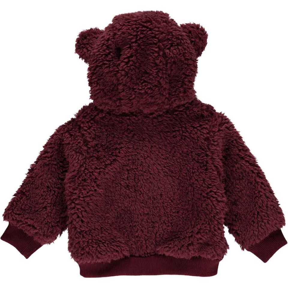 Jachetă vișinie din fleece, cu urechiușe