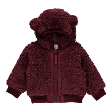 Jachetă vișinie din fleece, cu urechiușe