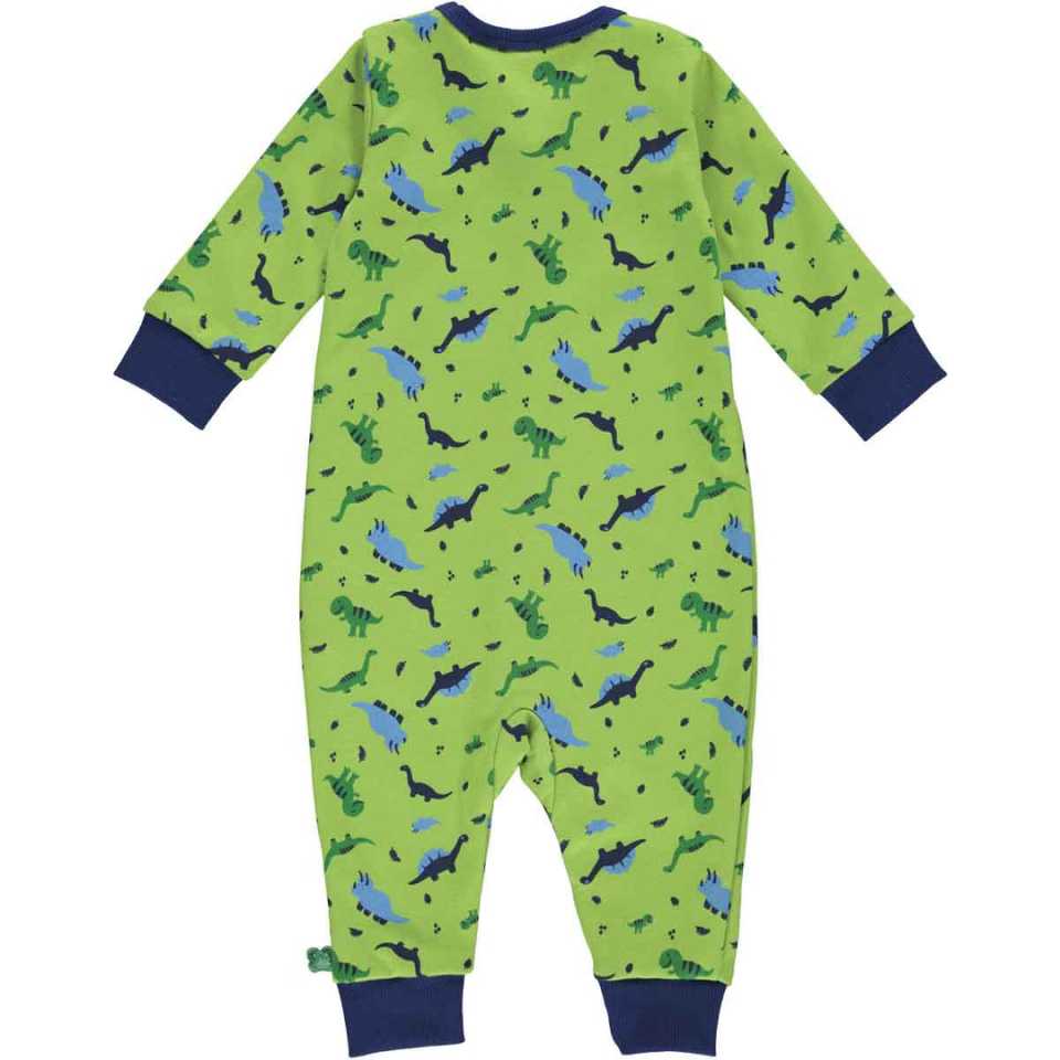 Salopetă verde intens cu imprimeu dinozauri