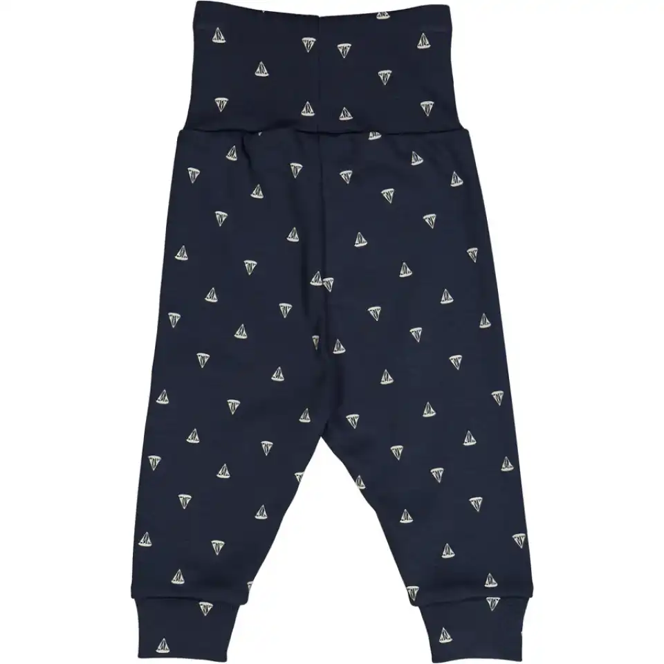 Pantaloni bleumarin cu imprimeu bărci