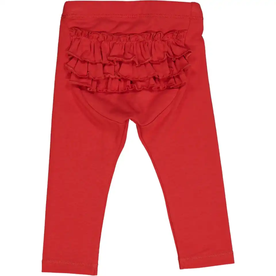 Pantaloni roșii bebeluși Cozy Me cu volănaș