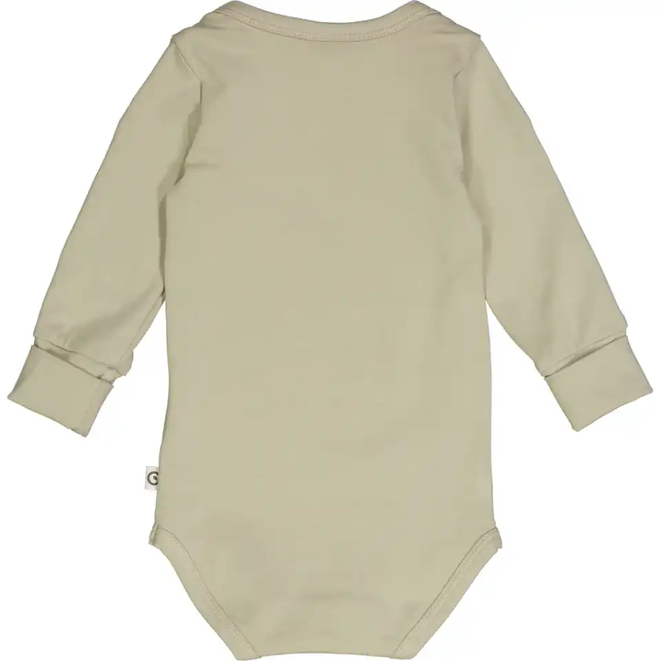 Body Cozy Me cu mânecă lungă pentru bebeluși în nuanța desert green