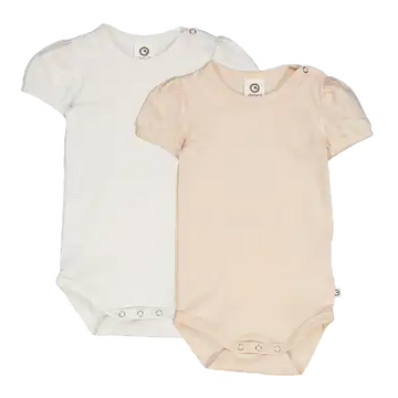 Set de 2 body-uri Cozy Me Puff cu mânecă scurtă pentru bebeluși în nuanțele balsam rose și balsam crem