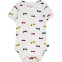 Body alb cu mânecă scurtă și imprimeu mașini