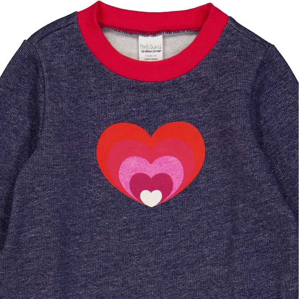 Rochie Heart cu mânecă lungă pentru copii în nuanța denim navy