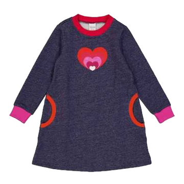 Rochie Heart cu mânecă lungă pentru copii în nuanța denim navy