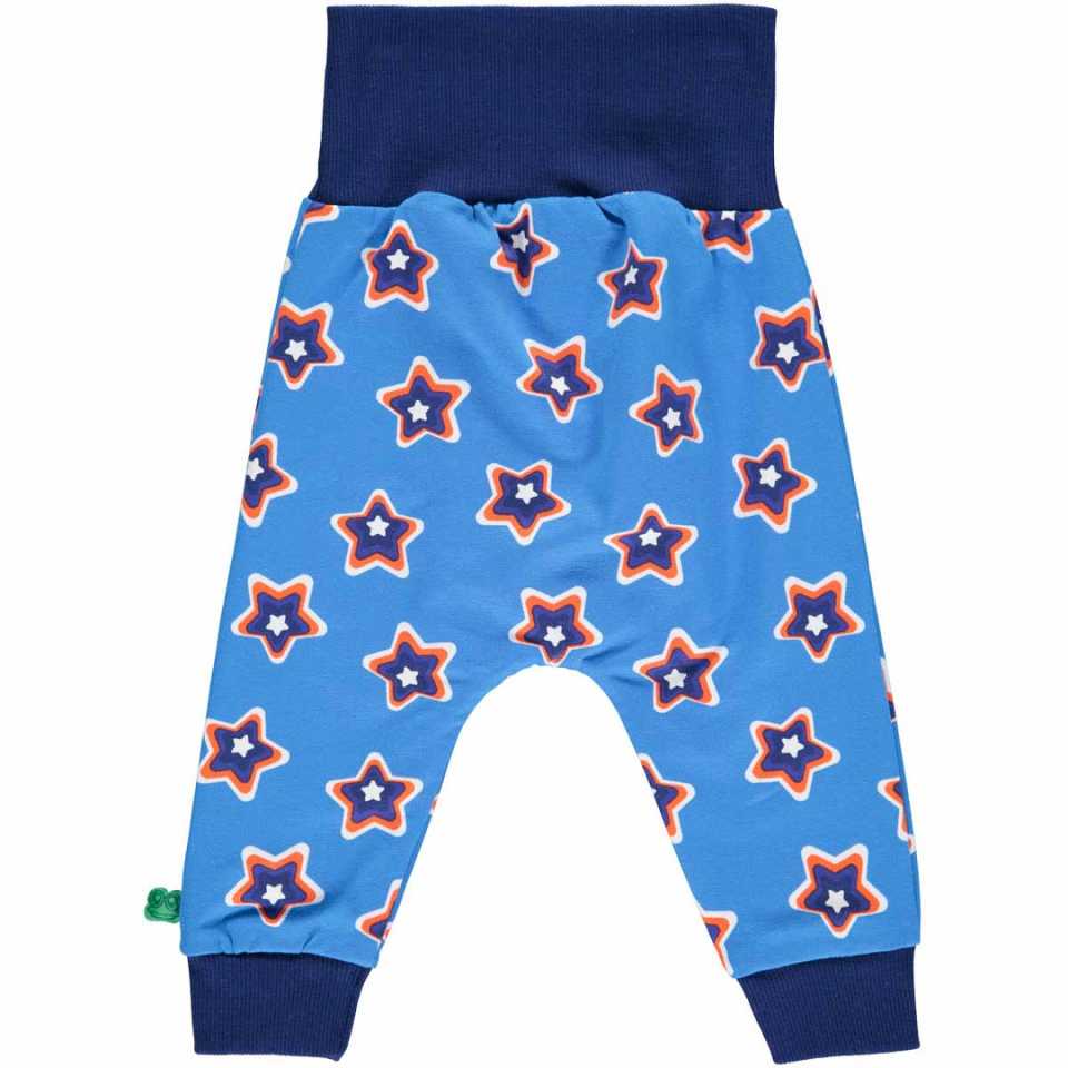 Pantaloni albaștri cu imprimeu stele pentru bebeluși