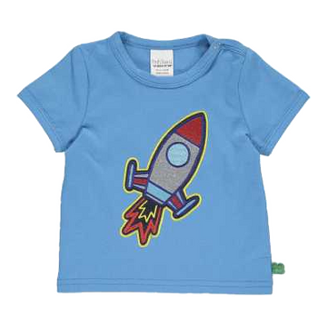 Tricou albastru Hello Space cu mânecă scurtă pentru bebeluși