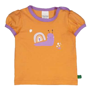 Tricou portocaliu cu mânecă scurtă și imprimeu melc