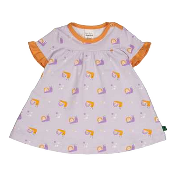 Rochie lila cu imprimeu melci pentru bebeluși