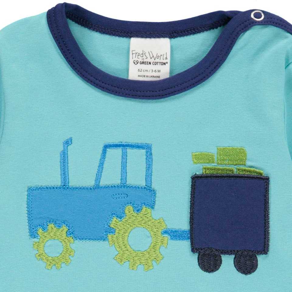 Bluză cu aplicație tractor, albastru deschis