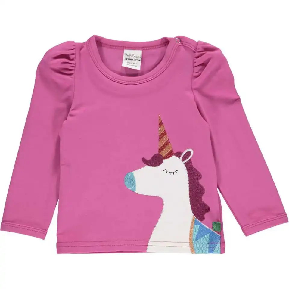 Tricou Unicorn, roz intens, cu mânecă lungă, pentru copii