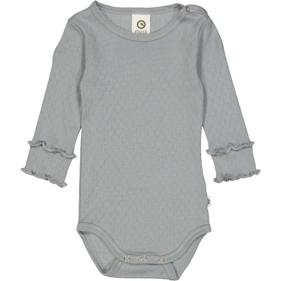 Body Pointelle cu mânecă lungă – jasmin blue