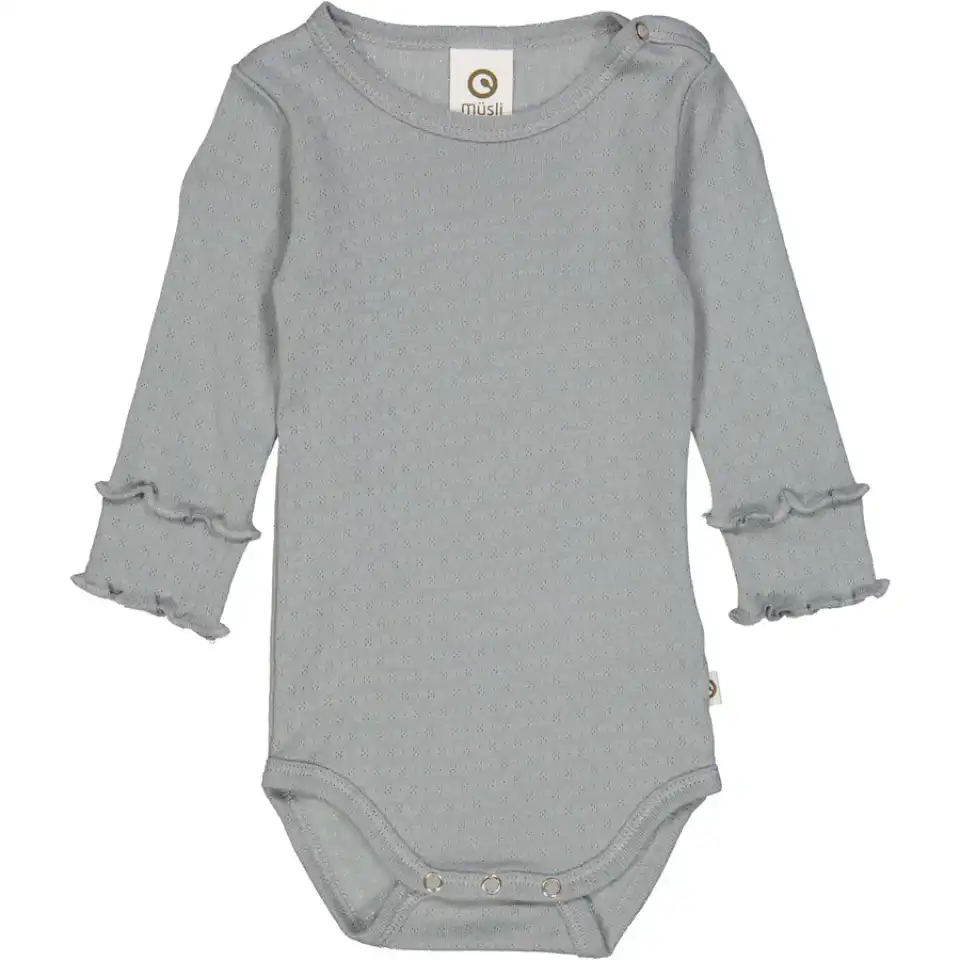 Body Pointelle cu mânecă lungă – jasmin blue