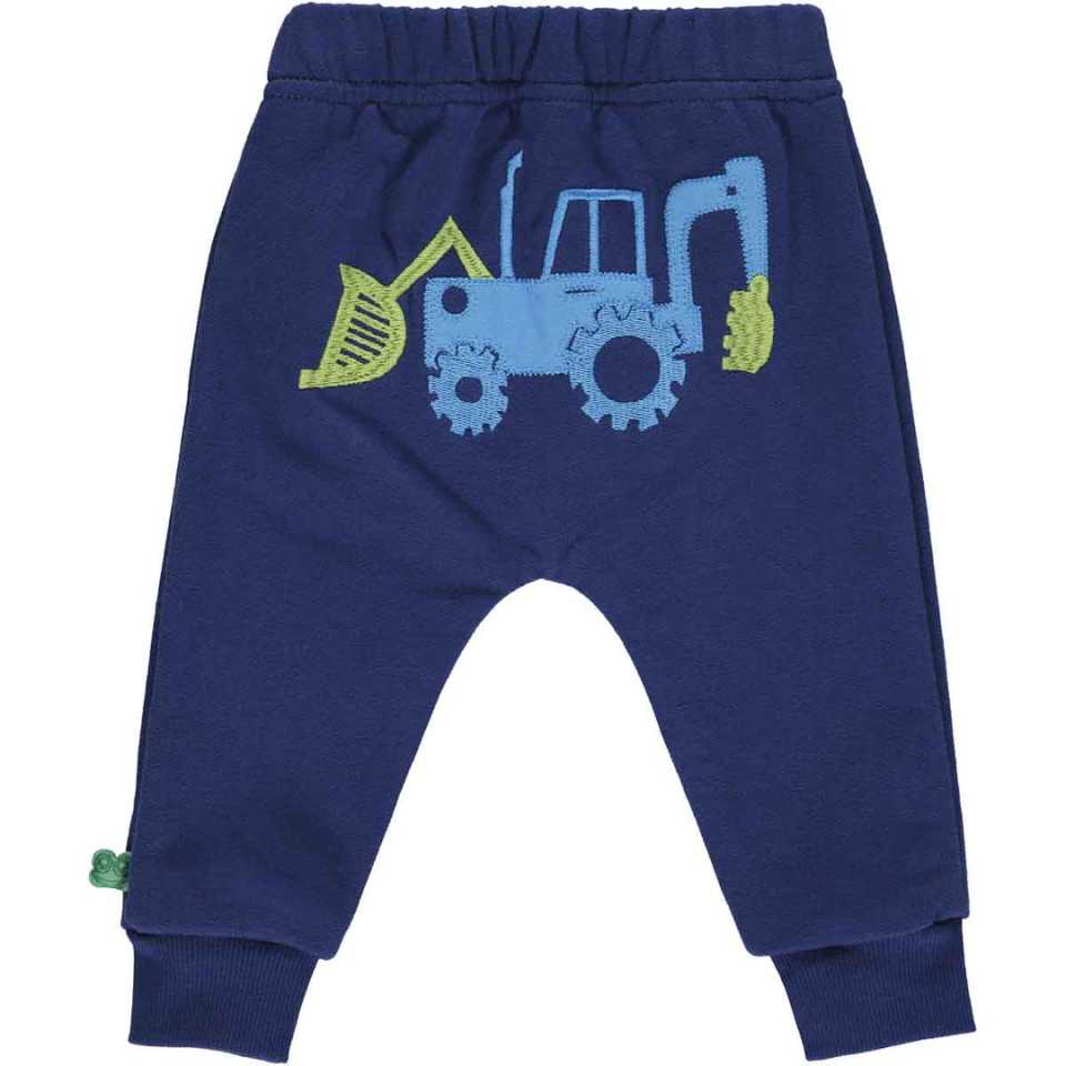 Pantaloni grosuți cu imprimeu tractor, albastru intens