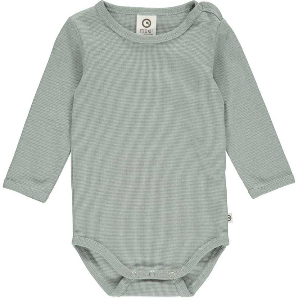 Body Waffle cu mânecă lungă, verde spa