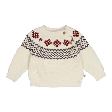 Pulover tricotat Jaquard, crem