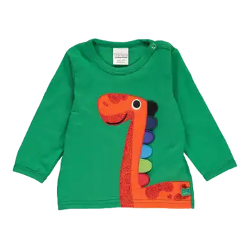 Bluza verde cu imprimeu dinozaur cu mânecă lungă
