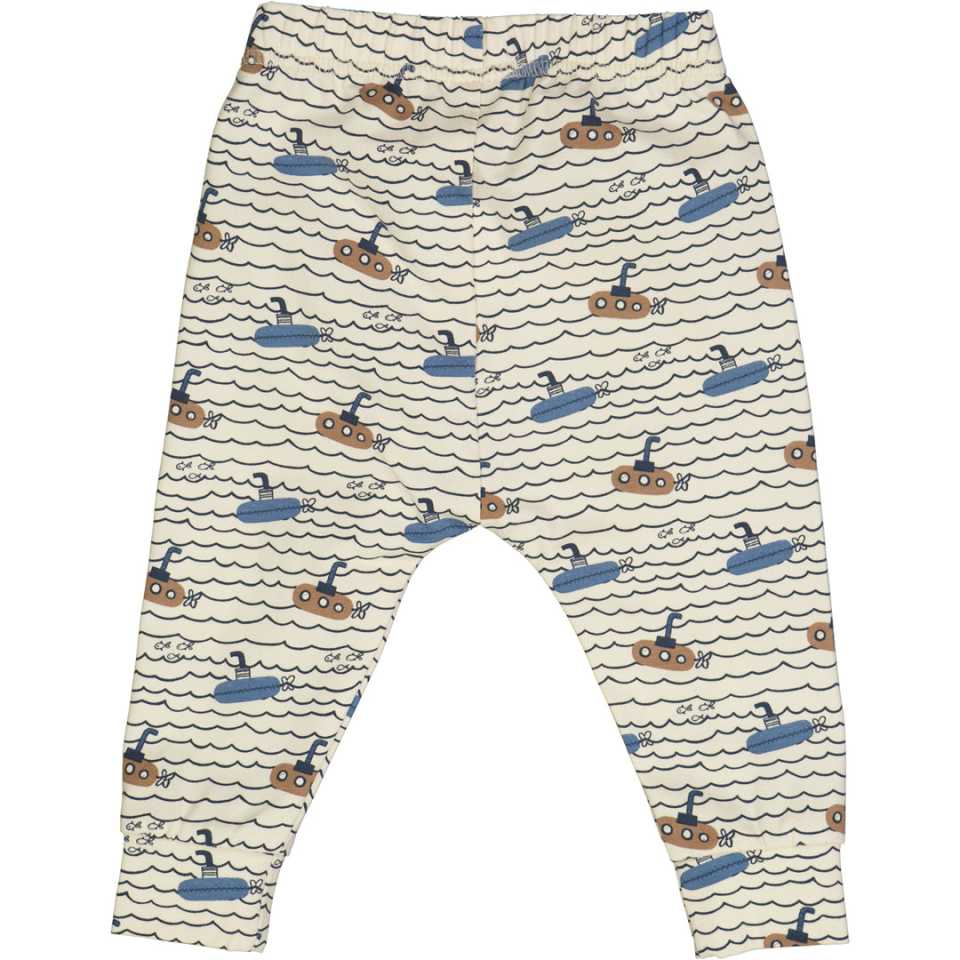 Pantaloni crem cu imprimeu submarine