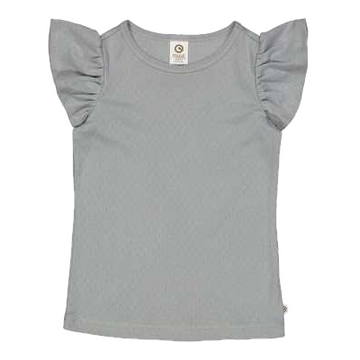 Tricou Pointelle Frill cu mânecă scurtă, albastru