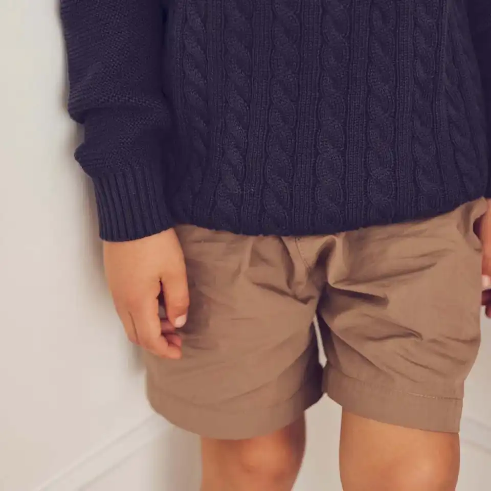 Pantaloni scurți Poplin cu buzunare, bej