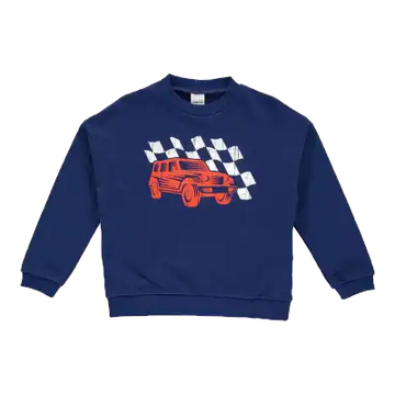Bluziță groasă Race Drop Shoulder, albastru intens