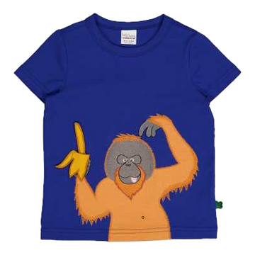 Tricou albastru cu imprimeu urangutan
