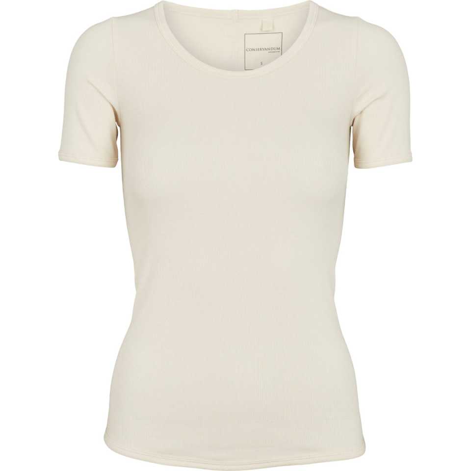 Tricou Calm Rib cu mânecă scurtă, crem