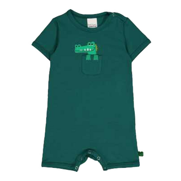 Salopetă scurtă verde cu imprimeu crocodil