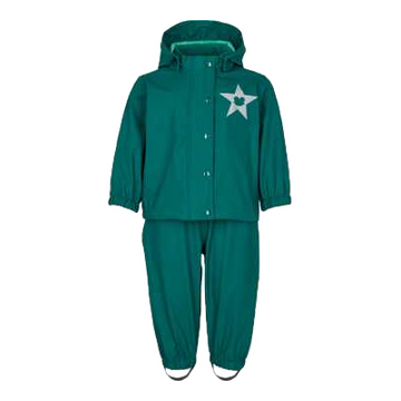Set de ploaie format din geaca si pantaloni salopeta, verde cucumber