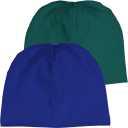 Set 2 căciulițe beanie pentru bebeluși din bumbac organic, verde și albastru